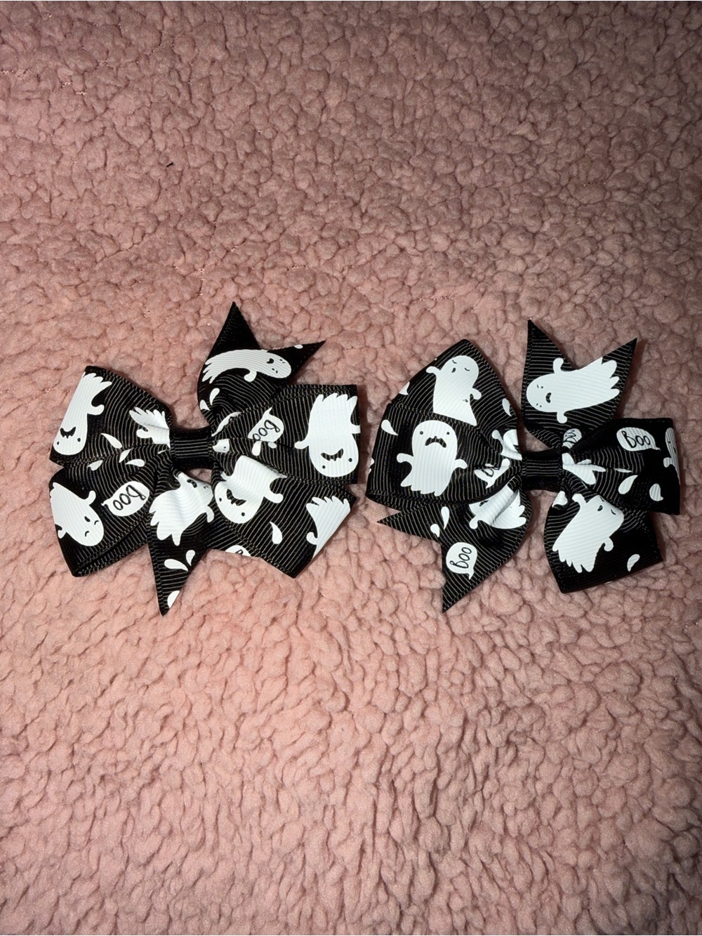 Black Ghost Print Hair Bow Set for Kids